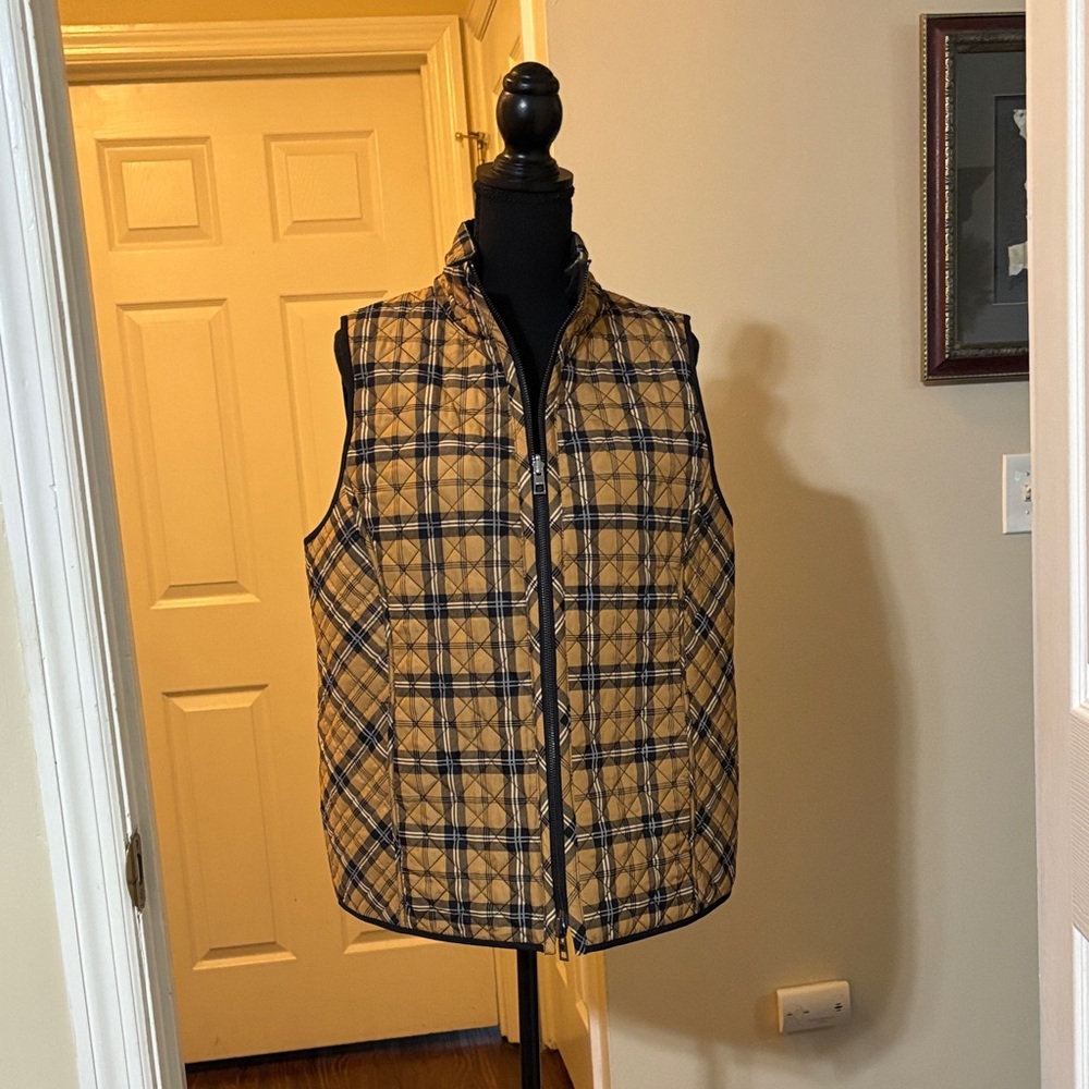 Chico's Plaid Sleeveless Vest - Tan and Black